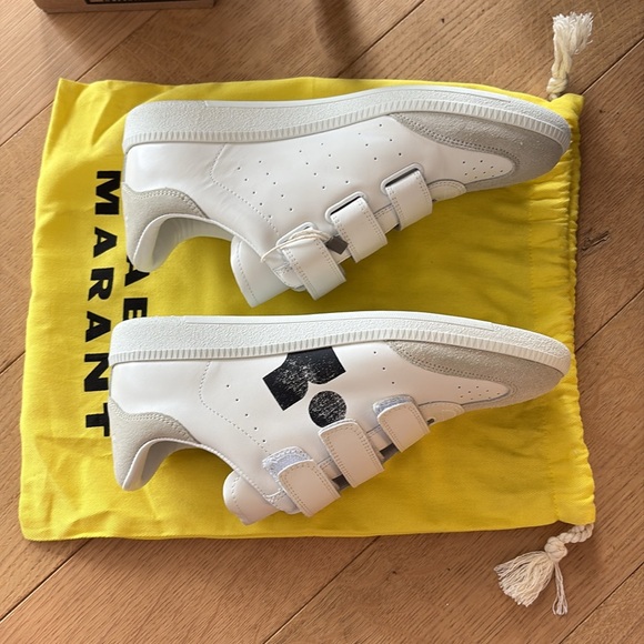 Isabel Marant White and Black Sneakers with Velcro Straps * new* unworn sz 39 - Picture 6 of 9